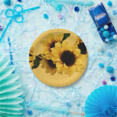 黄色いヒマワリの紙皿 ペーパープレート (パーティー)