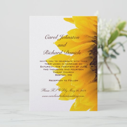 黄色いヒマワリの結婚式招待状 招待状 (スタンド正面)