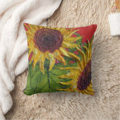 黄色いヒマワリの装飾用クッション クッション (ブランケット)