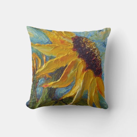 黄色いヒマワリの装飾用クッション クッション (正面)