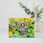 黄色いヒマワリを持つクロアチアの妖精 シーズンポストカード (スタンド正面)