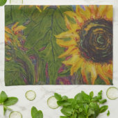 黄色いヒマワリ手タオル キッチンタオル (折り畳み)