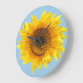 黄色いヒマワリ ラージ壁時計 (傾斜)