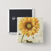 黄色いヒマワリ 缶バッジ (正面&裏面)