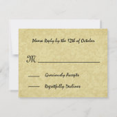 黄色いヒマワリRSVPの結婚式の応答カード 出欠カード (裏面)