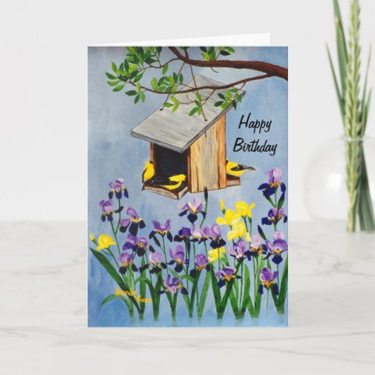 黄色いフィンチのバースデー・カード カード (正面)