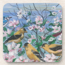 黄色いフィンチの花咲く