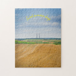 黄色いフィールドを持つ工場の煙突 ジグソーパズル