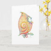 黄色いフクロウのグリーティングカード カード (黄色い花)