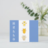 黄色いフクロウ飛んでいるハガキ ポストカード (スタンド正面)