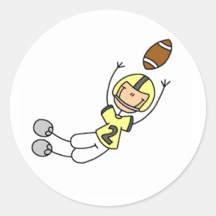 黄色いフットボール選手のステッカー ラウンドシール