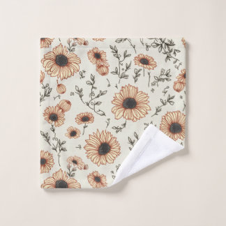 黄色いフラワータオル ウォッシュタオル