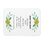 黄色いフローラの緑の葉が日付を救う マグネット (横)