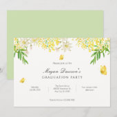 黄色いフローラの蝶の植物 招待状 (正面/裏面)