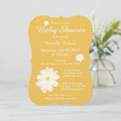 黄色いフローラベビーシャワー招待状と花 招待状 (スタンド正面)