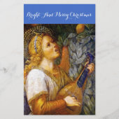 黄色いブルーのクリスマスエンジェルを作る金ゴールド 便箋 (正面)