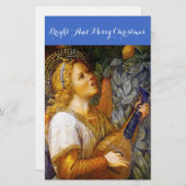 黄色いブルーのクリスマスエンジェルを作る金ゴールド 便箋 (正面/裏面)