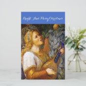 黄色いブルーのクリスマスエンジェルを作る金ゴールド 便箋 (スタンド正面)