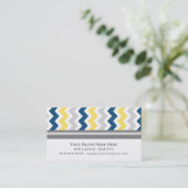 黄色いブルーグレーのシェブロンのサロンのアポイントメントカード 予約カード (スタンド正面)