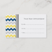 黄色いブルーグレーのシェブロンのサロンのアポイントメントカード 予約カード (裏面)