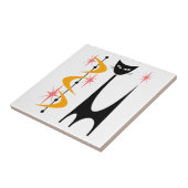 黄色いブーメランガータイルを持つミッドセンチュリー原子猫 タイル (側面)
