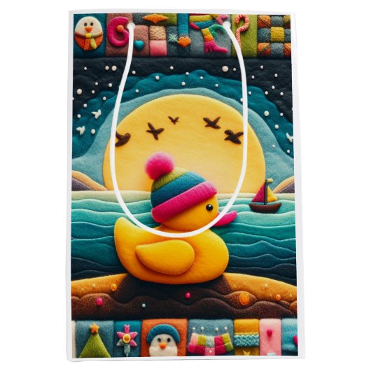 黄色いプラスチックのアヒル ミディアムペーパーバッグ (正面)