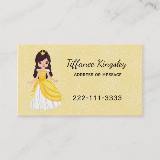 黄色いプリンセスの子供かお母さんのネットワーキングカード コーリングカード (正面)