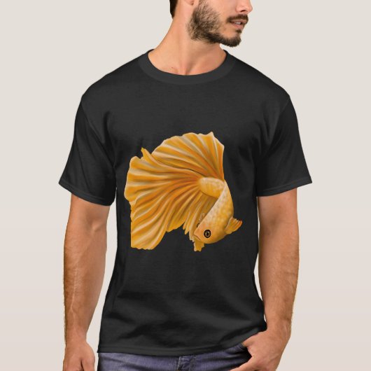 黄色いベタのカラフルな魚 Tシャツ (正面)