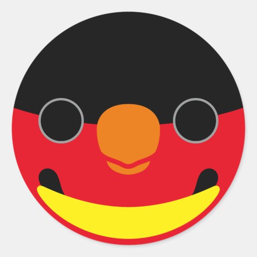 黄色いベッドの顔 ラウンドシール (正面)