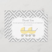 黄色いベビーカーの双生児のベビーシャワーのサンキューカード サンキューカード (正面/裏面)