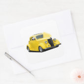黄色いホットロッド車 スクエアシール (封筒)