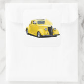 黄色いホットロッド車 スクエアシール (バッグ)