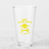 黄色いボブのソーサー修理ロゴ付きタンブラー タンブラーグラス (正面)