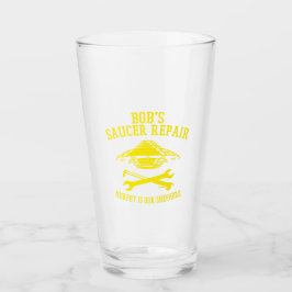 黄色いボブのソーサー修理ロゴ付きタンブラー タンブラーグラス