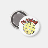 黄色いボールで赤いピックボール マグネット (正面/裏面)