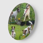 黄色いボールを持ったフォックステリア、壁掛け時計 ラージ壁時計 (傾斜)