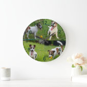 黄色いボールを持ったフォックステリア、壁掛け時計 ラージ壁時計 (ホーム)