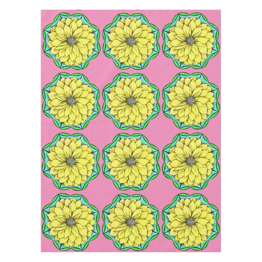 黄色いポインセチアのデザイン テーブルクロス (正面)