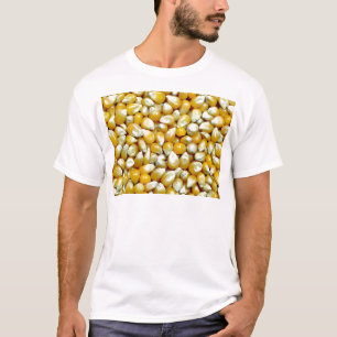 黄色いポップコーンの穀粒パターン Tシャツ