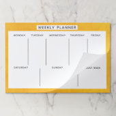 黄色いマスタードの生産性の週間プランナー ペーパーパッド (折り畳み)