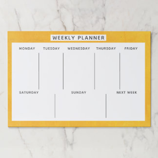 黄色いマスタードの生産性の週間プランナー ペーパーパッド