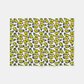 黄色いマダラチョウパターン フリースブランケット (正面(横))