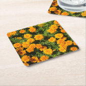 黄色いマリゴールドの花 スクエアペーパーコースター (アングル)