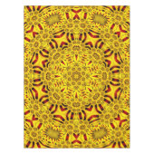 黄色いマリーゴールド及び赤いヴィンテージの万華鏡のように千変万化するパターン テーブルクロス (正面)