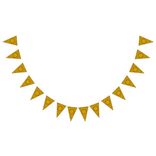 黄色いマリーゴールド及び赤いヴィンテージの万華鏡のように千変万化するパターン バンティングフラッグ (全)