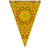 黄色いマリーゴールド及び赤いヴィンテージの万華鏡のように千変万化するパターン バンティングフラッグ (第2の旗)