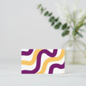 黄色いマロン赤い曲線の波型パターンデザイン 名刺 (スタンド正面)