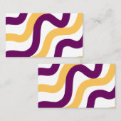 黄色いマロン赤い曲線の波型パターンデザイン 名刺 (正面/裏面)