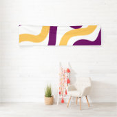 黄色いマロン赤い曲線の波型パターンデザイン 横断幕 (インサイチュ)