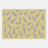 黄色いメリークリスマス千鳥格子のの木のパターン ラッピングペーパーシート (正面2)